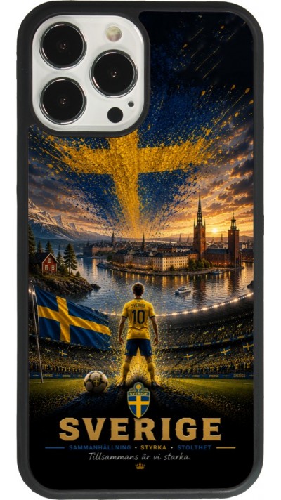 Coque iPhone 13 Pro Max - Silicone rigide noir Football Suède splash 2026