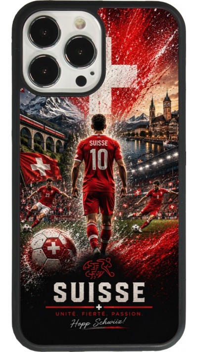 Coque iPhone 13 Pro Max - Silicone rigide noir Football Suisse splash 2026