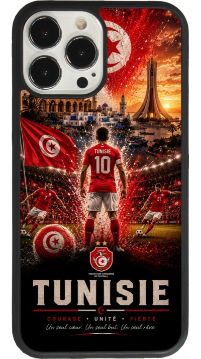 Coque iPhone 13 Pro Max - Silicone rigide noir Football Tunisie splash 2026