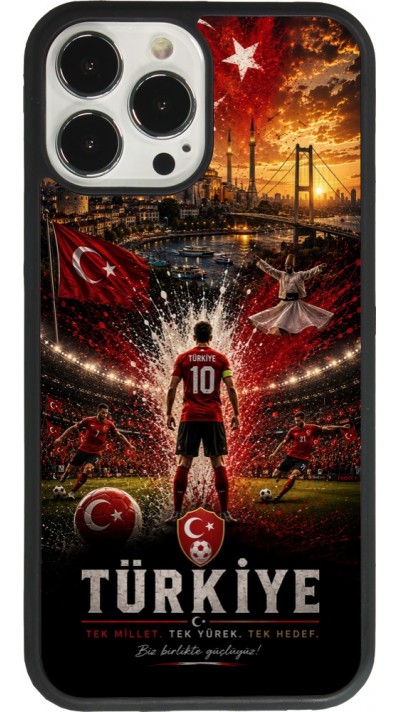 Coque iPhone 13 Pro Max - Silicone rigide noir Football Turquie splash 2026
