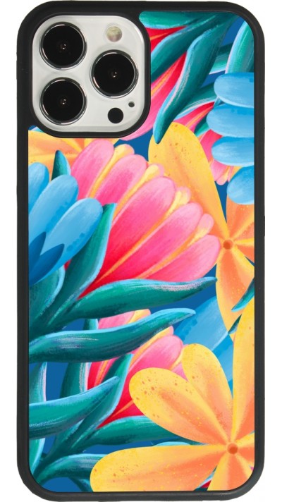 Coque iPhone 13 Pro Max - Silicone rigide noir Spring 23 colorful flowers