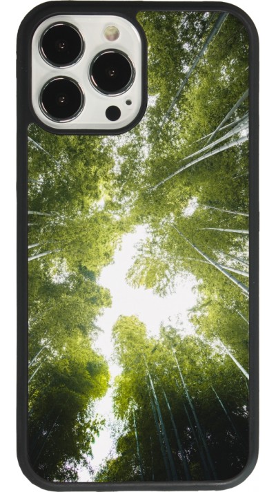 Coque iPhone 13 Pro Max - Silicone rigide noir Spring 23 forest blue sky