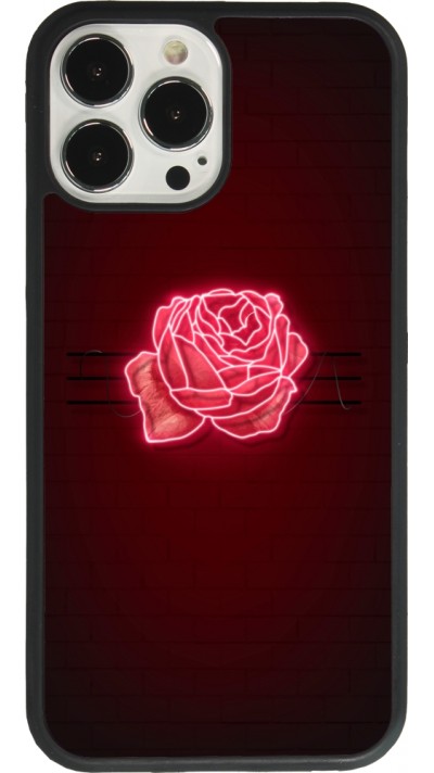 Coque iPhone 13 Pro Max - Silicone rigide noir Spring 23 neon rose