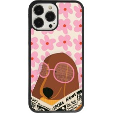 Coque iPhone 13 Pro Max - Silicone rigide noir Dog with newspaper 2026