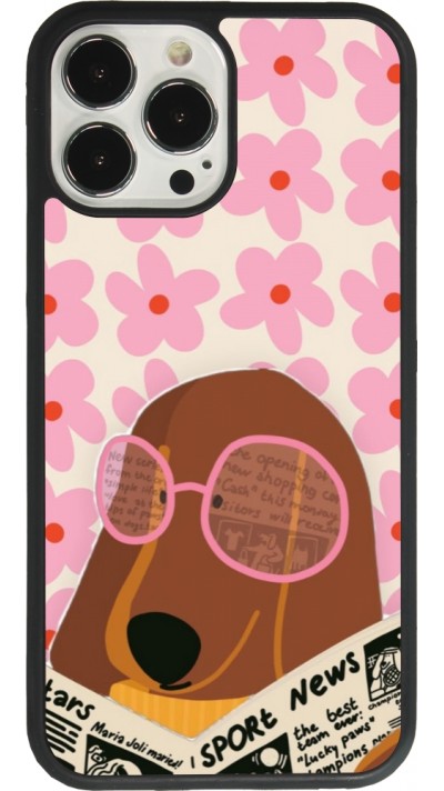 Coque iPhone 13 Pro Max - Silicone rigide noir Dog with newspaper 2026