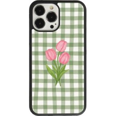 Coque iPhone 13 Pro Max - Silicone rigide noir Green vichy tulips 2026