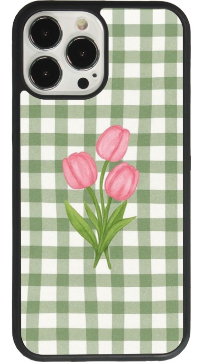 Coque iPhone 13 Pro Max - Silicone rigide noir Green vichy tulips 2026