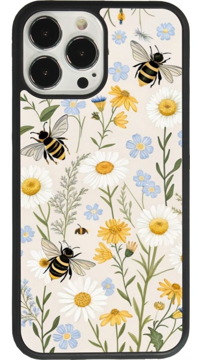 Coque iPhone 13 Pro Max - Silicone rigide noir Pattern bees 2026