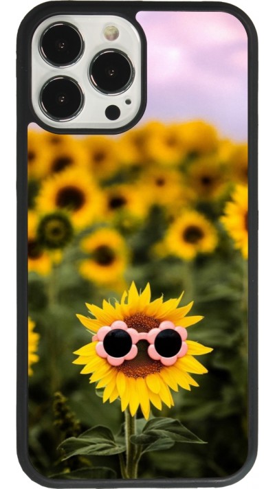 Coque iPhone 13 Pro Max - Silicone rigide noir Sunflower with glasses 2026
