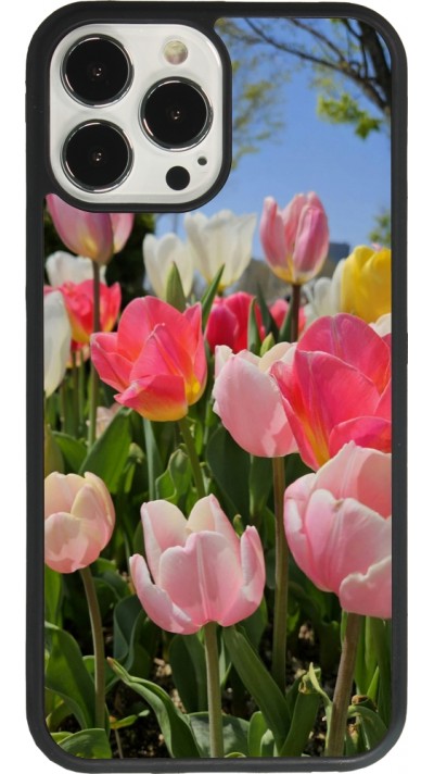 Coque iPhone 13 Pro Max - Silicone rigide noir Tulips 2026