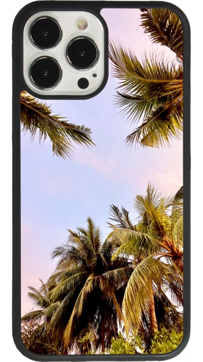 Coque iPhone 13 Pro Max - Silicone rigide noir Summer 2023 palm tree vibe