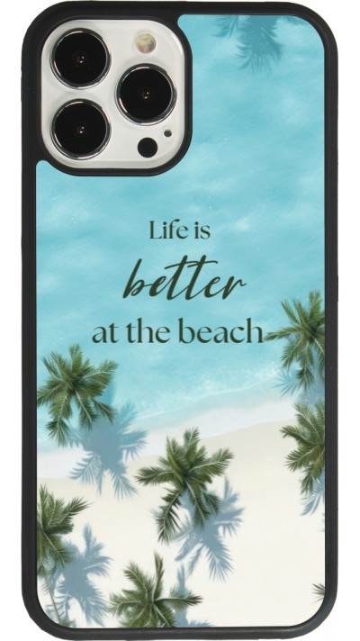 Coque iPhone 13 Pro Max - Silicone rigide noir Summer 2025 Life is better at the beach