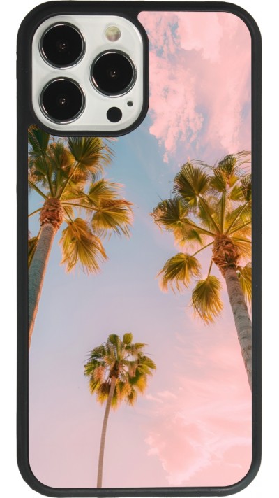 Coque iPhone 13 Pro Max - Silicone rigide noir Summer 2025 Palmiers