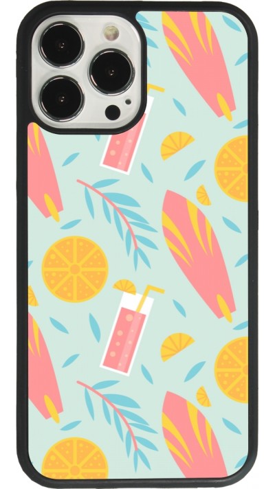 Coque iPhone 13 Pro Max - Silicone rigide noir Summer 2025 Pattern citron