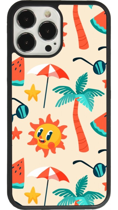 Coque iPhone 13 Pro Max - Silicone rigide noir Summer 2025 Pattern soleil