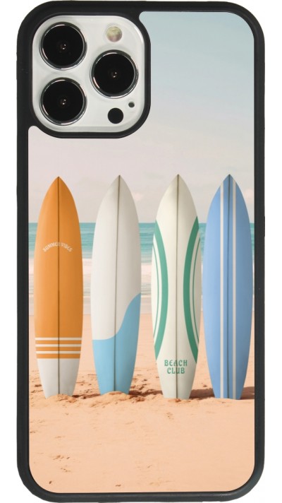 Coque iPhone 13 Pro Max - Silicone rigide noir Summer surfboard 2025