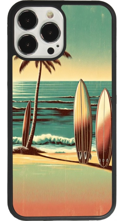 Coque iPhone 13 Pro Max - Silicone rigide noir Surf Paradise