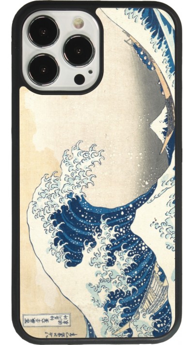 Coque iPhone 13 Pro Max - Silicone rigide noir Tableau art - La Grande Vague de Kanagawa - Hokusai
