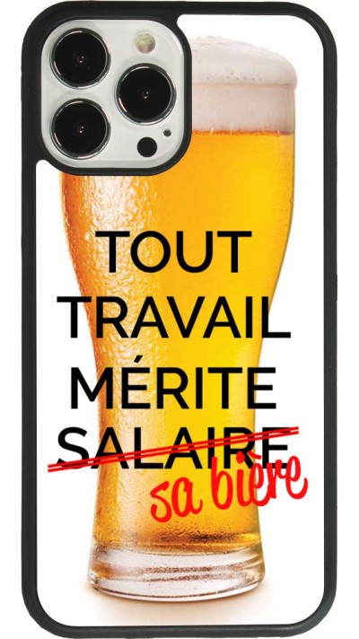 Coque iPhone 13 Pro Max - Silicone rigide noir Tout travail mérite sa bière