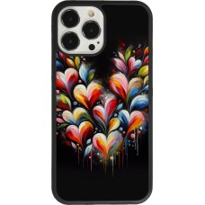 Coque iPhone 13 Pro Max - Silicone rigide noir Valentine 2024 Coeur Noir Abstrait