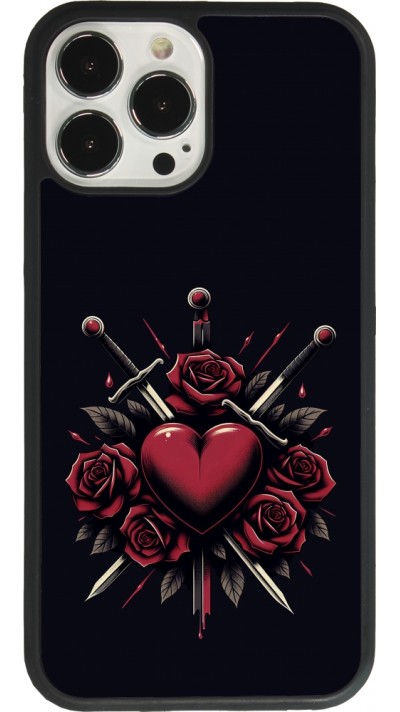 Coque iPhone 13 Pro Max - Silicone rigide noir Valentine 2024 gothic love