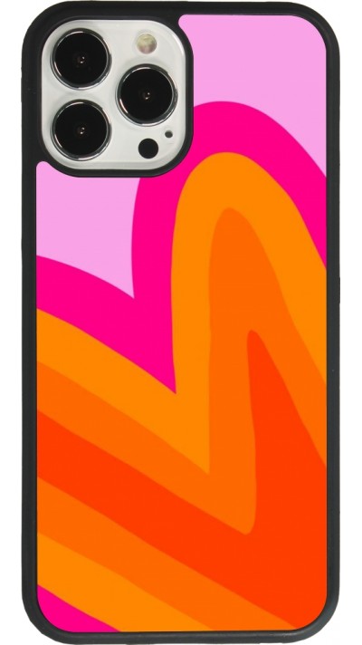 Coque iPhone 13 Pro Max - Silicone rigide noir Valentine 2024 heart gradient