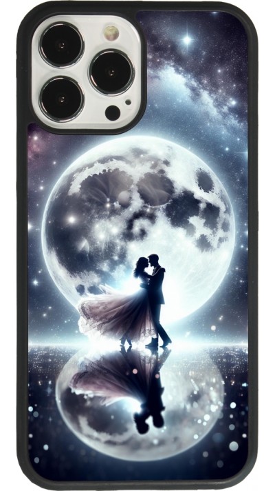Coque iPhone 13 Pro Max - Silicone rigide noir Valentine 2024 Love under the moon