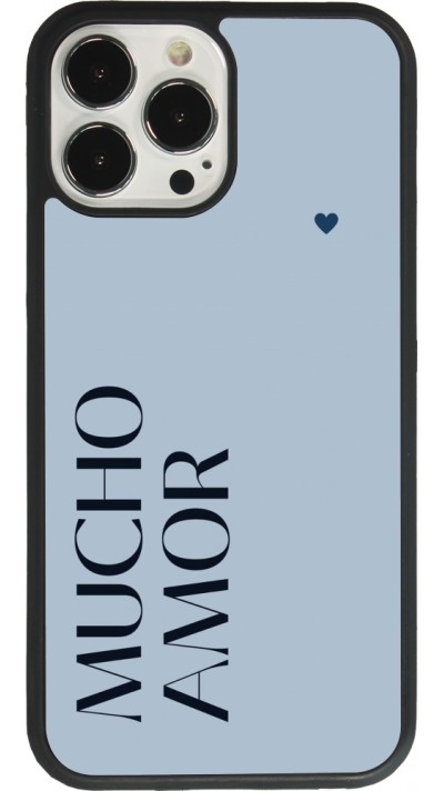 Coque iPhone 13 Pro Max - Silicone rigide noir Valentine 2024 mucho amor azul