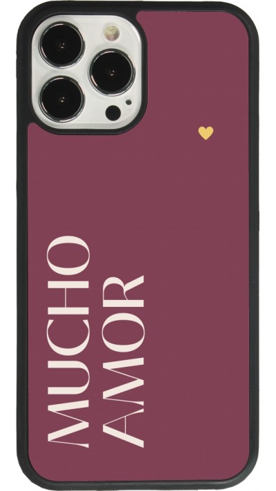 Coque iPhone 13 Pro Max - Silicone rigide noir Valentine 2024 mucho amor rosado