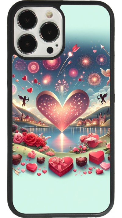 Coque iPhone 13 Pro Max - Silicone rigide noir Valentine 2025 Chic