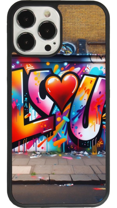 Coque iPhone 13 Pro Max - Silicone rigide noir Valentine 2025 Love U Tag