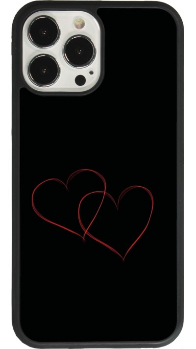 Coque iPhone 13 Pro Max - Silicone rigide noir Valentine 2023 attached heart