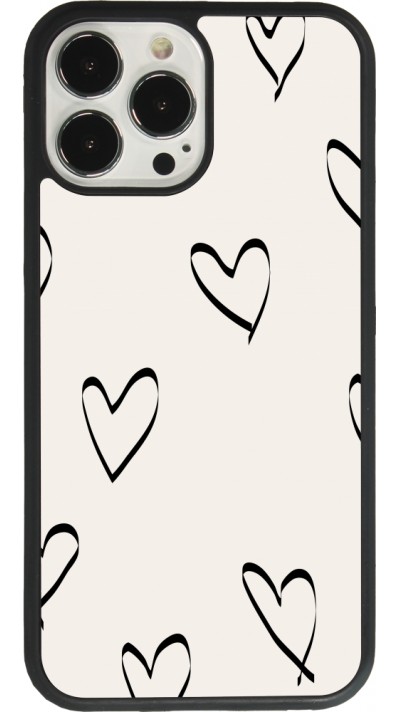 Coque iPhone 13 Pro Max - Silicone rigide noir Valentine 2023 minimalist hearts