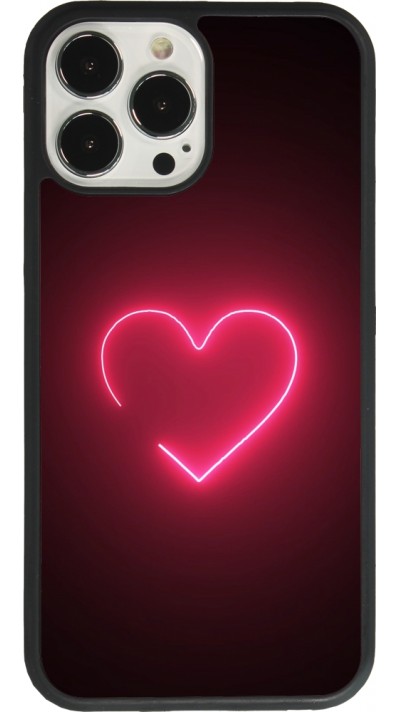 Coque iPhone 13 Pro Max - Silicone rigide noir Valentine 2023 single neon heart