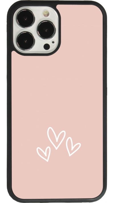 Coque iPhone 13 Pro Max - Silicone rigide noir Valentine 2023 three minimalist hearts