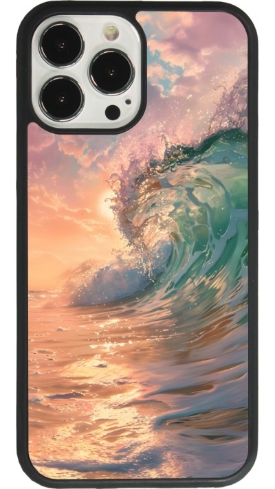 Coque iPhone 13 Pro Max - Silicone rigide noir Wave Sunset