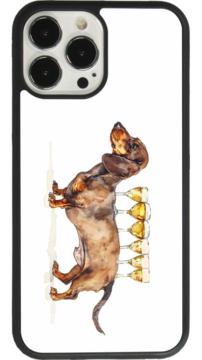 Coque iPhone 13 Pro Max - Silicone rigide noir Wine Teckel