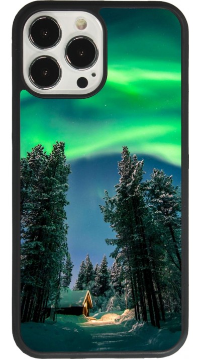 Coque iPhone 13 Pro Max - Silicone rigide noir Winter 22 Northern Lights