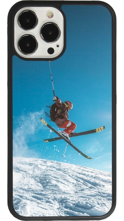 Coque iPhone 13 Pro Max - Silicone rigide noir Winter 22 Ski Jump