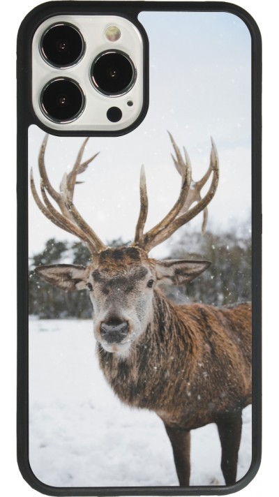 Coque iPhone 13 Pro Max - Silicone rigide noir Winter 25 Winter reindeer