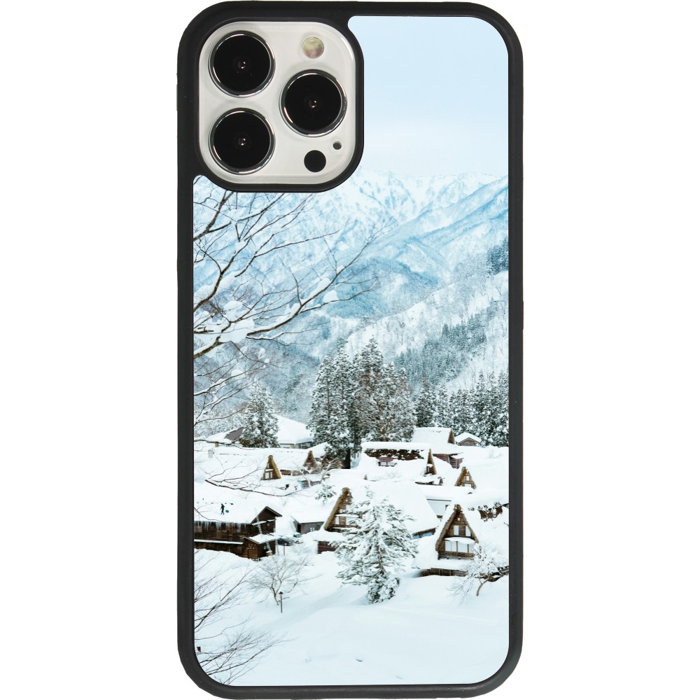 iPhone 13 Pro Max Case Hülle - Silikon schwarz Winter 25 Winter snowy landscape
