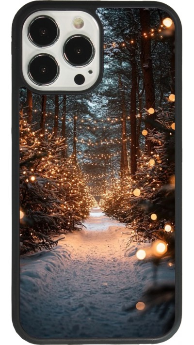 Coque iPhone 13 Pro Max - Silicone rigide noir Winter 25 Winter snowy road