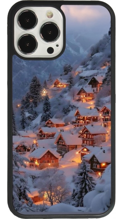 Coque iPhone 13 Pro Max - Silicone rigide noir Winter 25 Winter snowy village