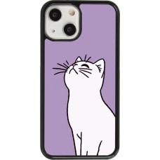 Coque iPhone 13 mini - Chat sur fond violet