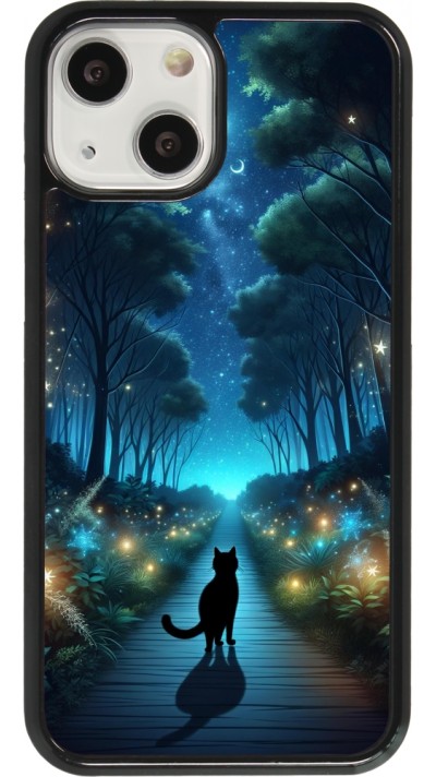 Coque iPhone 13 mini - Chat noir promenade