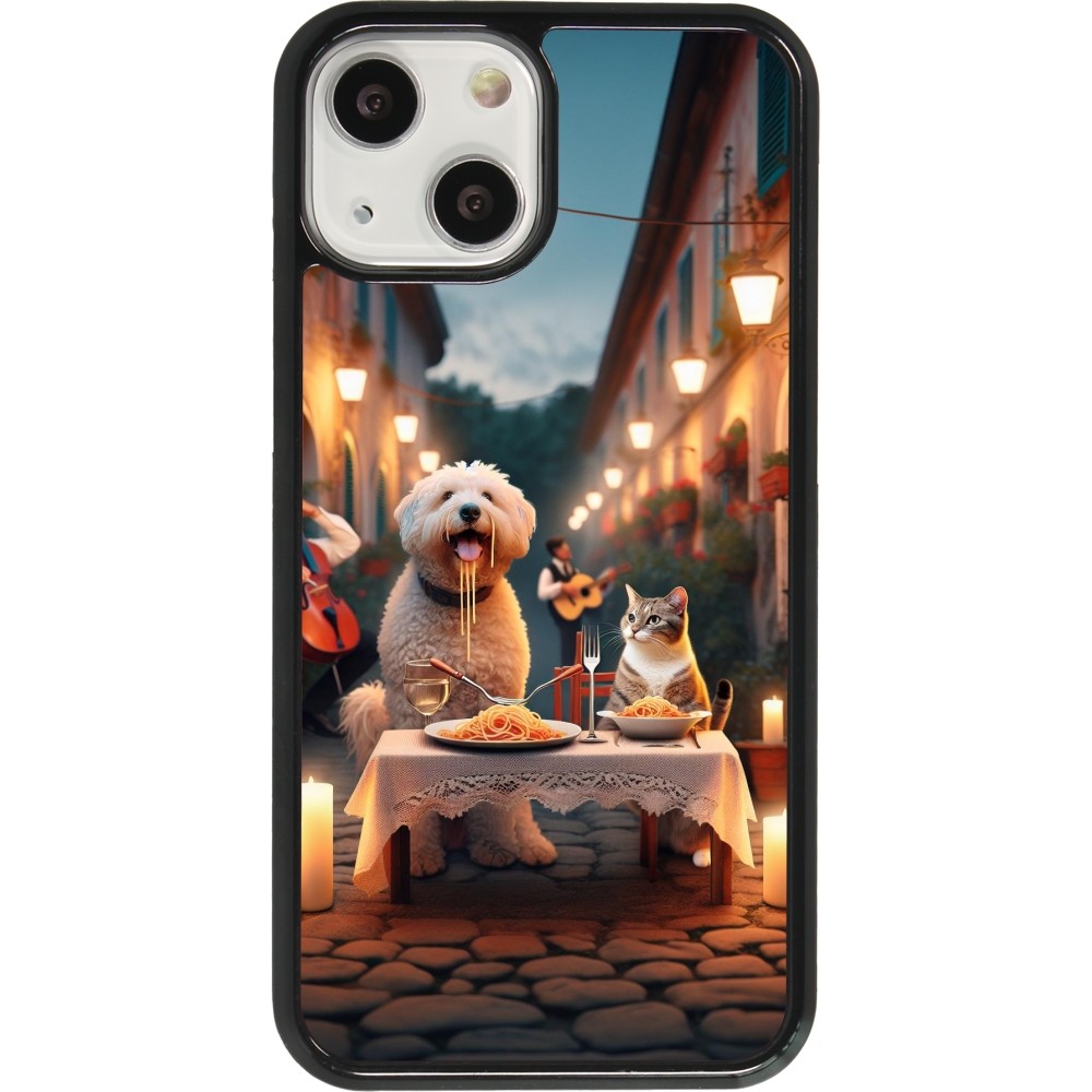 iPhone 13 mini Case Hülle - Valentin 2024 Hund & Katze Kerzenlicht