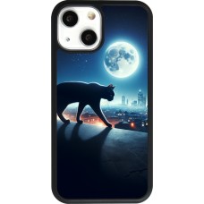 iPhone 13 mini Case Hülle - Silikon schwarz Schwarze Katze unter dem Vollmond