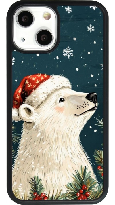 Coque iPhone 13 mini - Silicone rigide noir Christmas 25 Bear