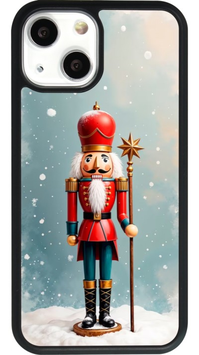 Coque iPhone 13 mini - Silicone rigide noir Christmas 25 Nutcracker Snow