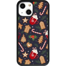 Coque iPhone 13 mini - Silicone rigide noir Christmas 25 Pattern Gingerbread House